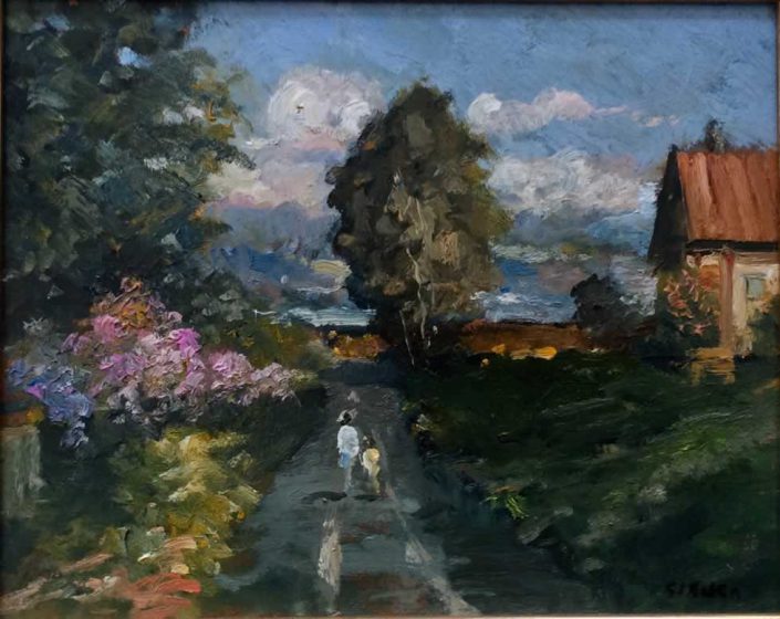 Giancarlo Taverniti 'gianca'-passeggiata-dipinto 20x23 Cod 1130101