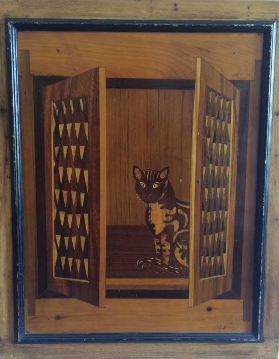 Slp-serie I Gatti - Gatto 1 -opera In Legno 50x40 Cod 1100102